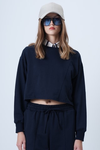 Sweat court et pantalon regular - Bleu marine