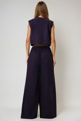 Veste courte sans manches en cachemire et pantalon regular - Violet