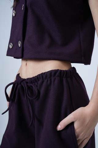 Veste courte sans manches en cachemire et pantalon regular - Violet