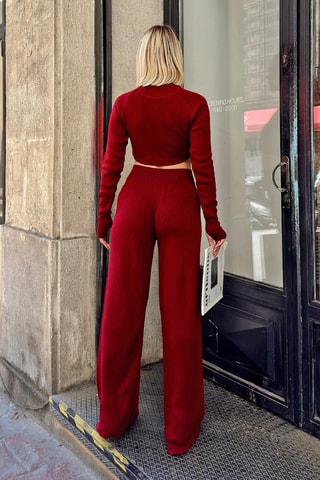 Pull court et pantalon regular taille haute - Bordeaux