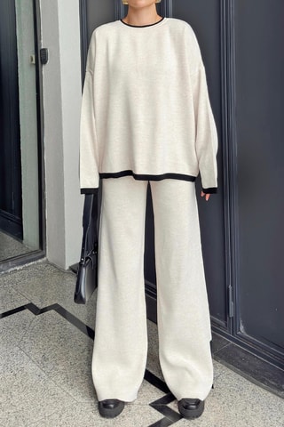 Pull et pantalon regular en laine - Beige