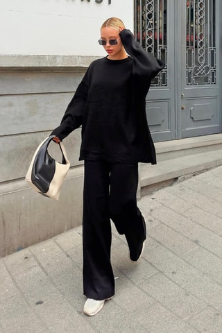 Pull et pantalon oversize en laine - Noir