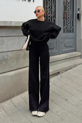 Pull et pantalon oversize en laine - Noir