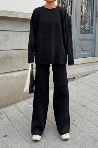 Pull et pantalon oversize en laine - Noir