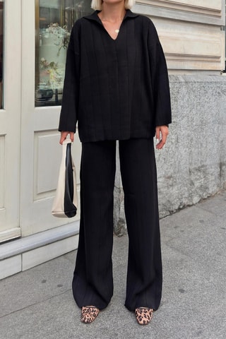 Pull et pantalon oversize en laine - Noir