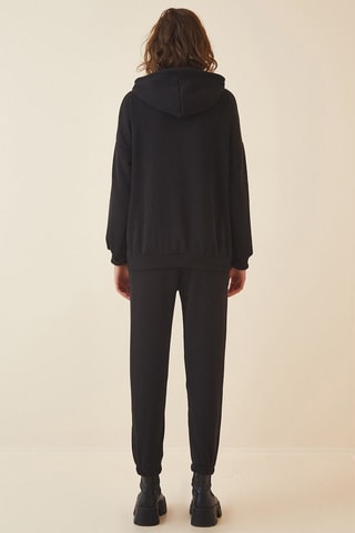 Sweat à capuche et jogging regular polaires - Noir