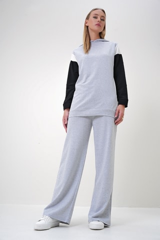 Sweat à capuche et pantalon regular - Gris clair