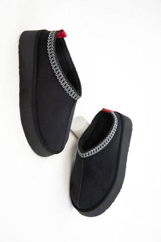 Sabots fourrés plateformes - Noir