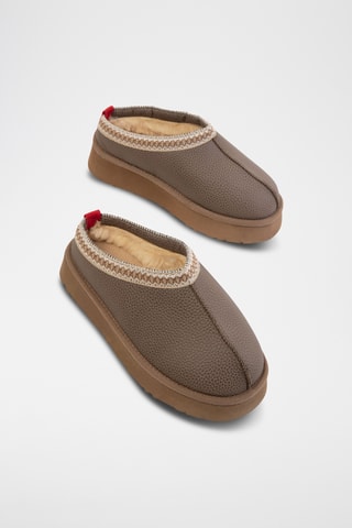 Sabots fourrés plateformes - Taupe