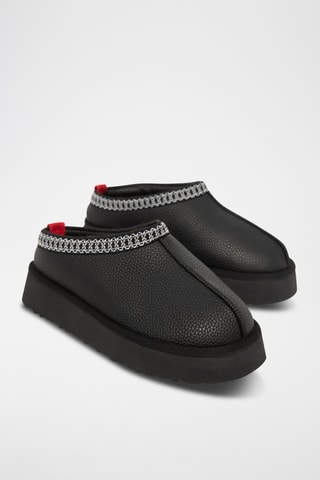 Sabots fourrés plateformes - Noir