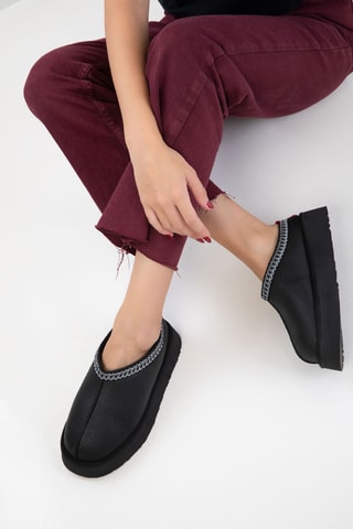 Sabots fourrés plateformes - Noir