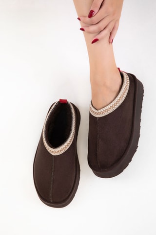 Sabots fourrés plateformes - Marron