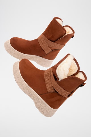 Bottines fourrées en nubuck - Marron