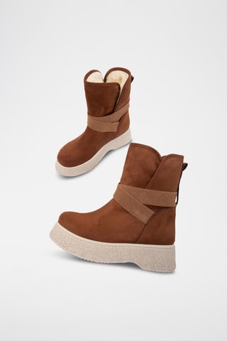 Bottines fourrées en nubuck - Marron
