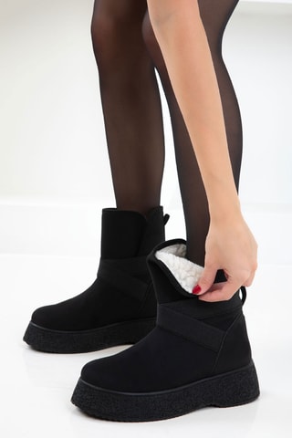Bottines fourrées en nubuck - Noir