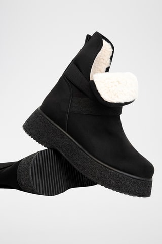 Bottines fourrées en nubuck - Noir