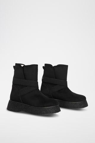 Bottines fourrées en nubuck - Noir