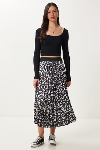 Jupe plissée taille haute - Noir