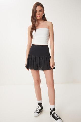 Jupe patineuse taille haute - Noir