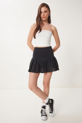 Jupe patineuse taille haute - Noir