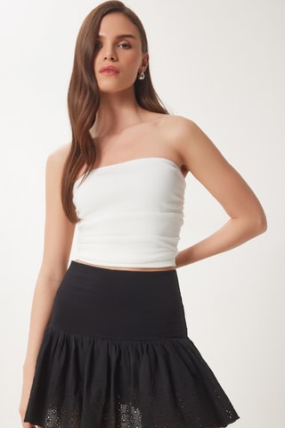 Jupe patineuse taille haute - Noir