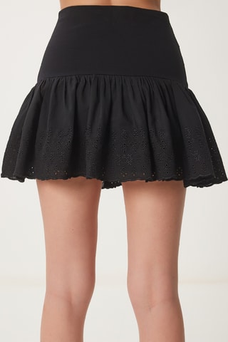 Jupe patineuse taille haute - Noir