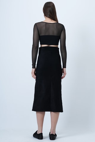 Jupe midi taille haute - Noir