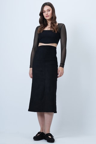 Jupe midi taille haute - Noir