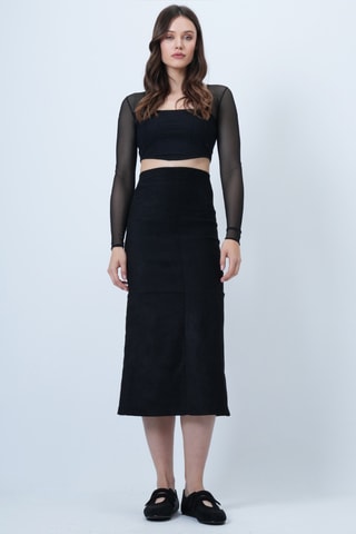 Jupe midi taille haute - Noir