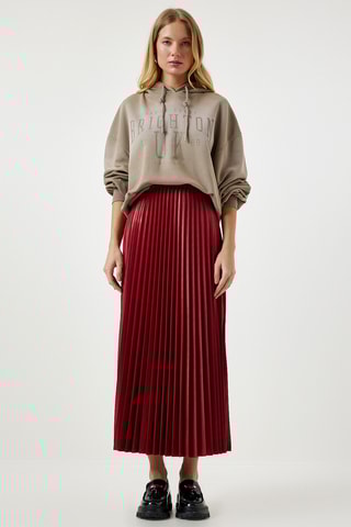 Jupe plissée taille haute - Rouge