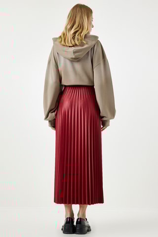 Jupe plissée taille haute - Rouge