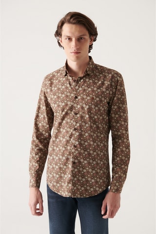 Chemise slim - Marron