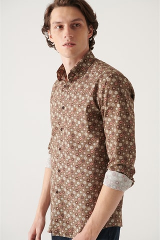 Chemise slim - Marron