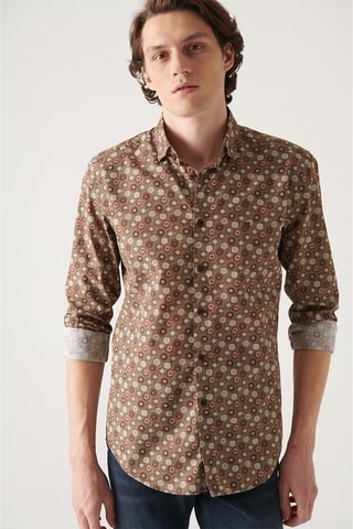 Chemise slim - Marron