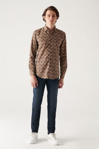 Chemise slim - Marron