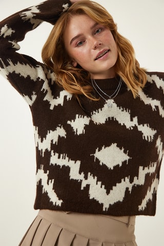 Pull - Marron et blanc