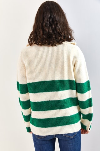 Pull - Ecru et vert émeraude