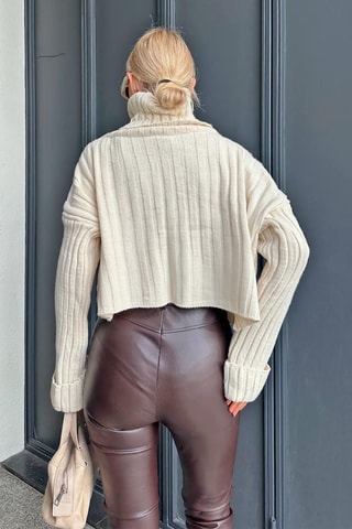 Pull court en laine - Beige