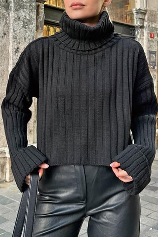 Pull court en laine - Noir