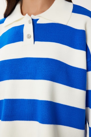 Pull court - Blanc et indigo