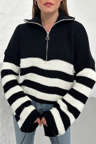 Pull en coton biologique - Noir et blanc