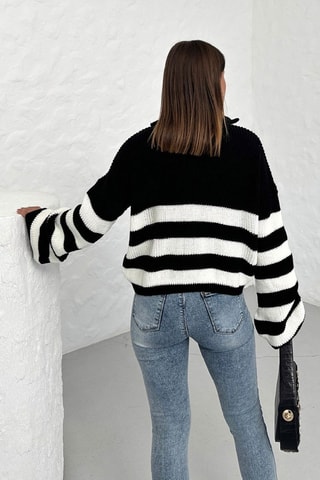 Pull en coton biologique - Noir et blanc