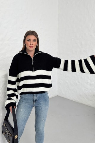 Pull en coton biologique - Noir et blanc
