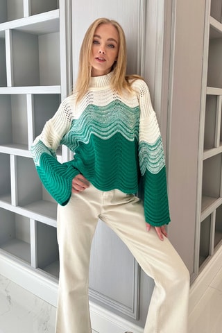 Pull regular en laine - Vert
