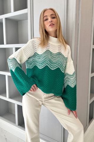 Pull regular en laine - Vert