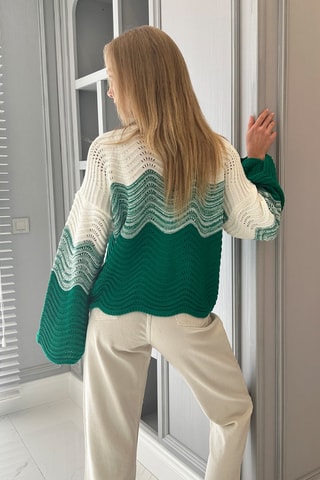 Pull regular en laine - Vert
