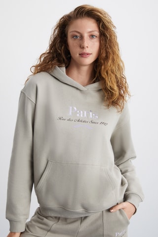 Sweat à capuche en coton biologique - Beige