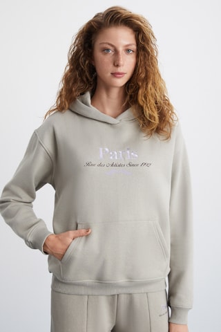 Sweat à capuche en coton biologique - Beige