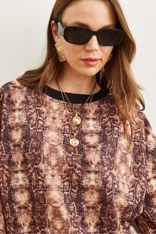 Sweat - Marron clair et marron foncé