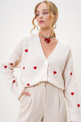 Gilet - Ecru et rouge